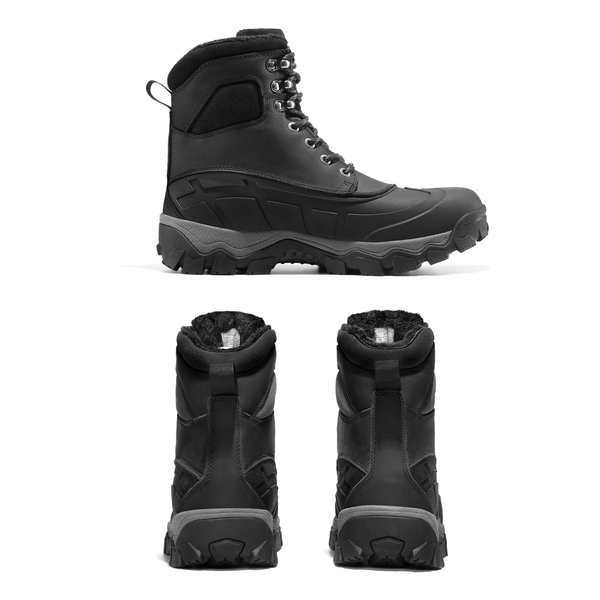 Men's Insulated Water-Resistant Snow  Boots - BLACK - 1